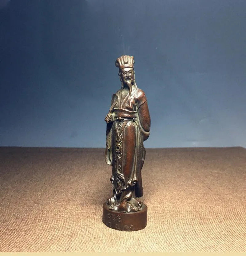China brass Three Kingdoms period strategist Zhuge liang crafts statue