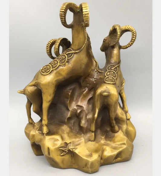 China brass Three sheep kaitai crafts statue
