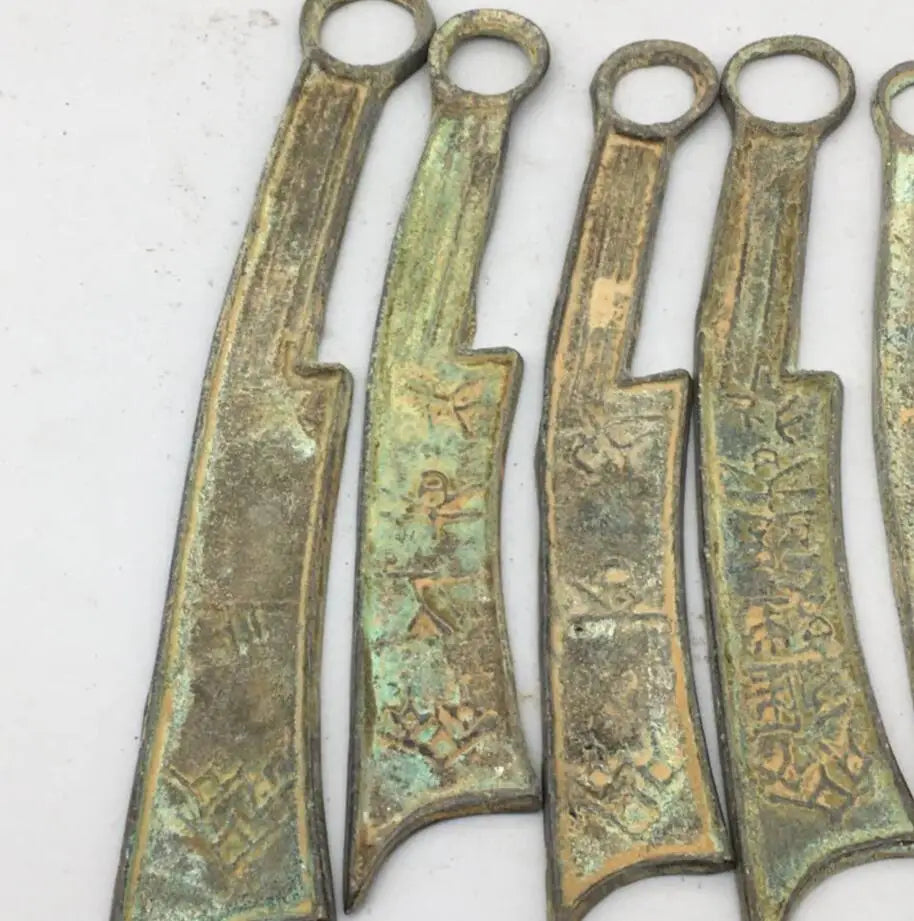China brass archaize Ancient Knife coins small crafts statue A set