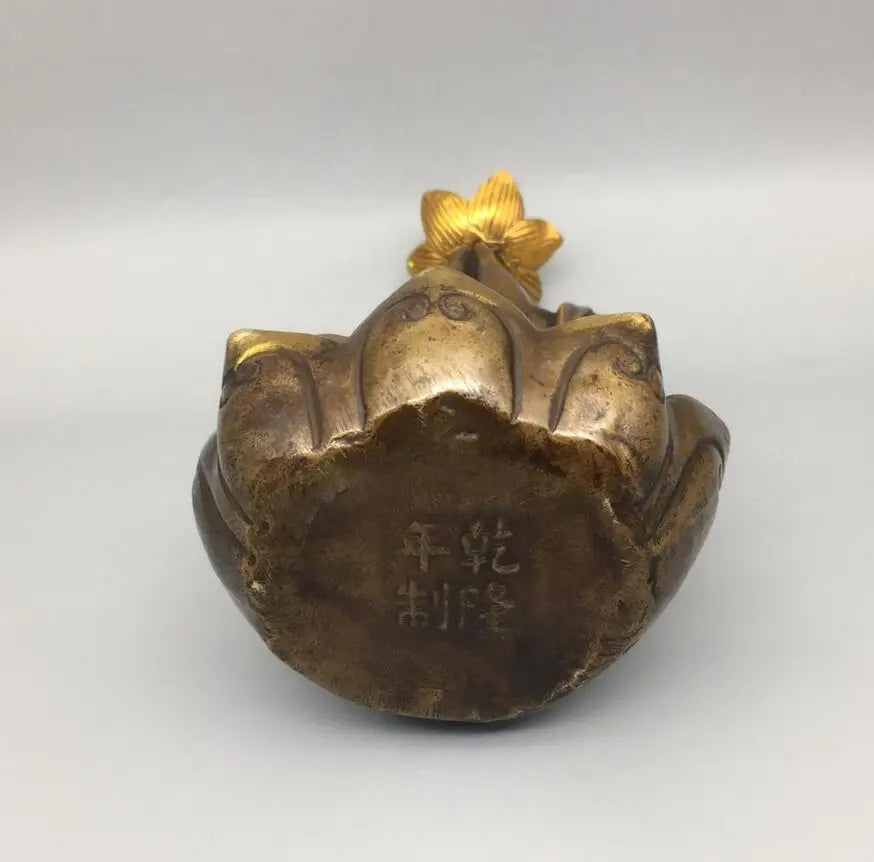 China brass archaize Buddha hand Guanyin Backflow Incense Burner crafts statue