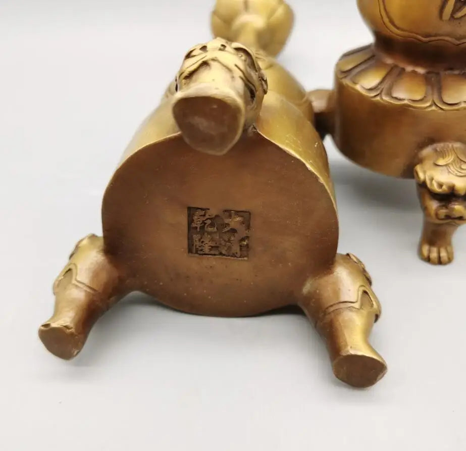 China brass archaize Candle Holders crafts statue A pair