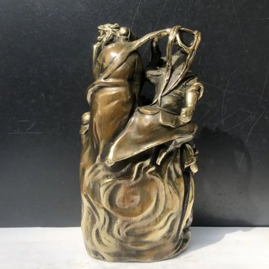 China brass archaize Fu lu shou Monkey King crafts statue