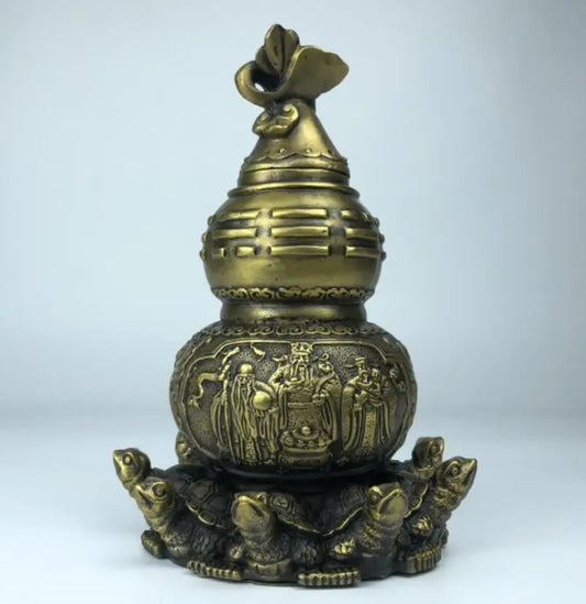 China brass archaize Fu lu shou gourd crafts statue