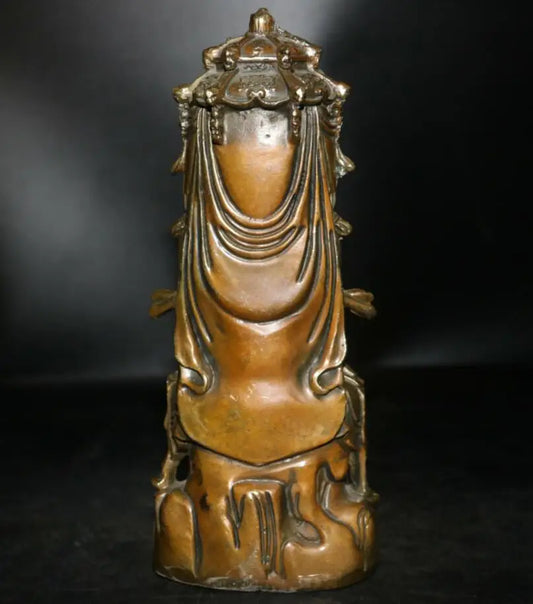 China brass archaize Guanyin bodhisattva Buddha crafts statue