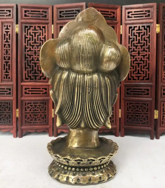 China brass archaize Guanyin bodhisattva head crafts statue