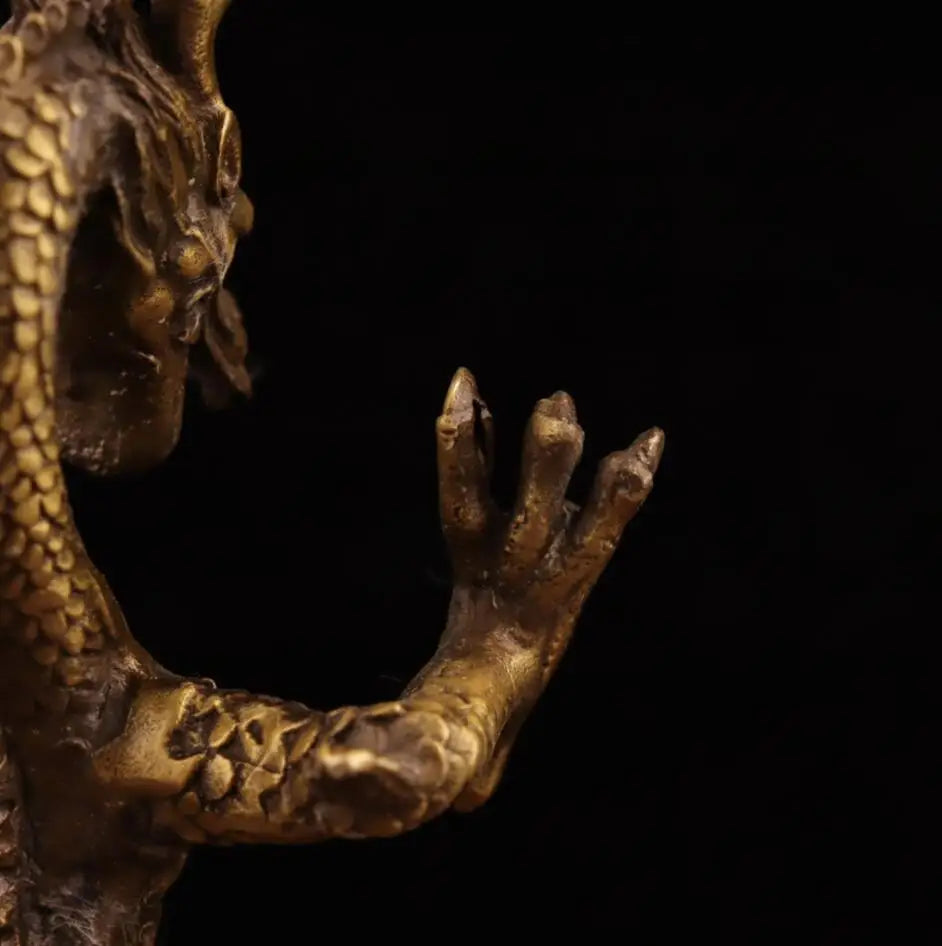 China brass archaize Stand dragon crafts statue