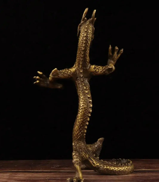 China brass archaize Stand dragon crafts statue