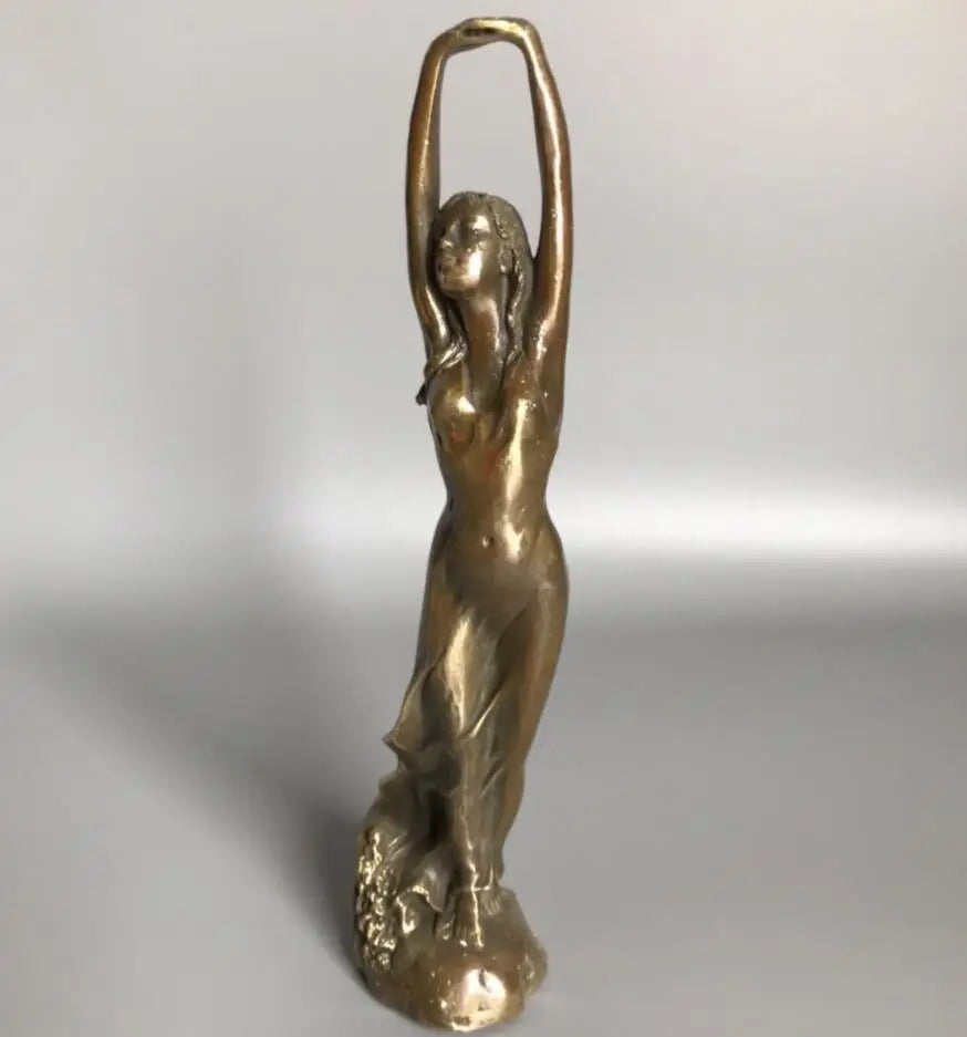 China brass archaize beauty female crafts statue