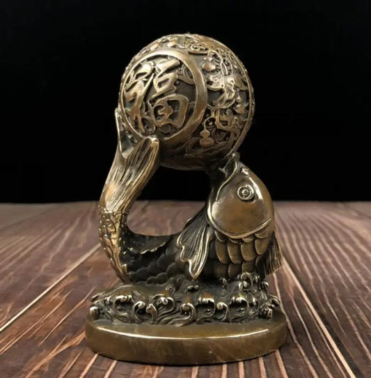 China brass archaize blessing fish crafts statue
