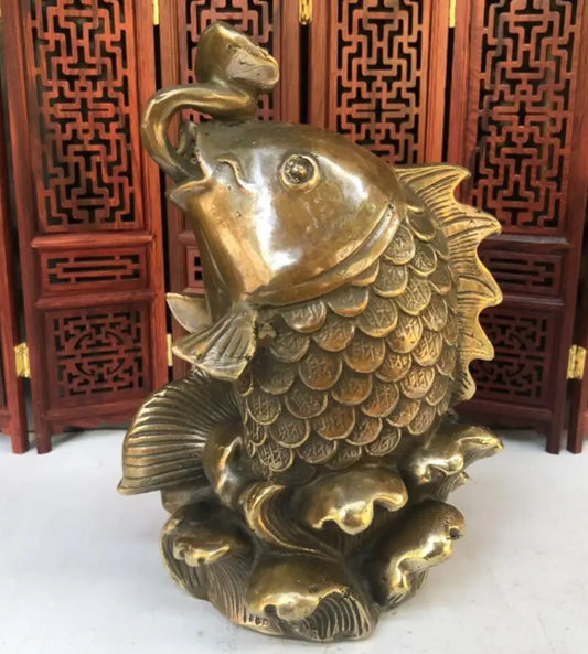 China brass archaize carp crafts statue