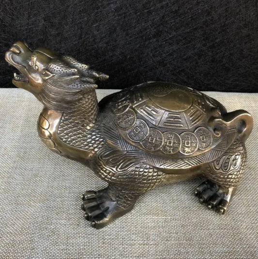 China brass archaize eight trigrams dragon turtle crafts statue