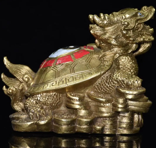 China brass archaize eight trigrams dragon turtle crafts statue