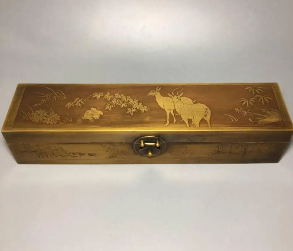 China brass archaize jewelry box crafts statue
