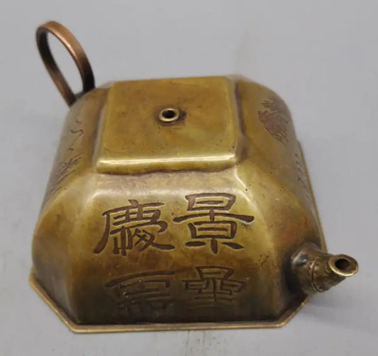 China brass archaize landscape teapot crafts statue