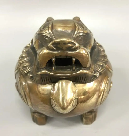 China brass archaize mythical wild animal Incense burner crafts statue