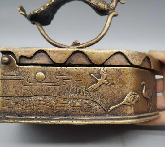 China brass archaize phoenix iron crafts statue