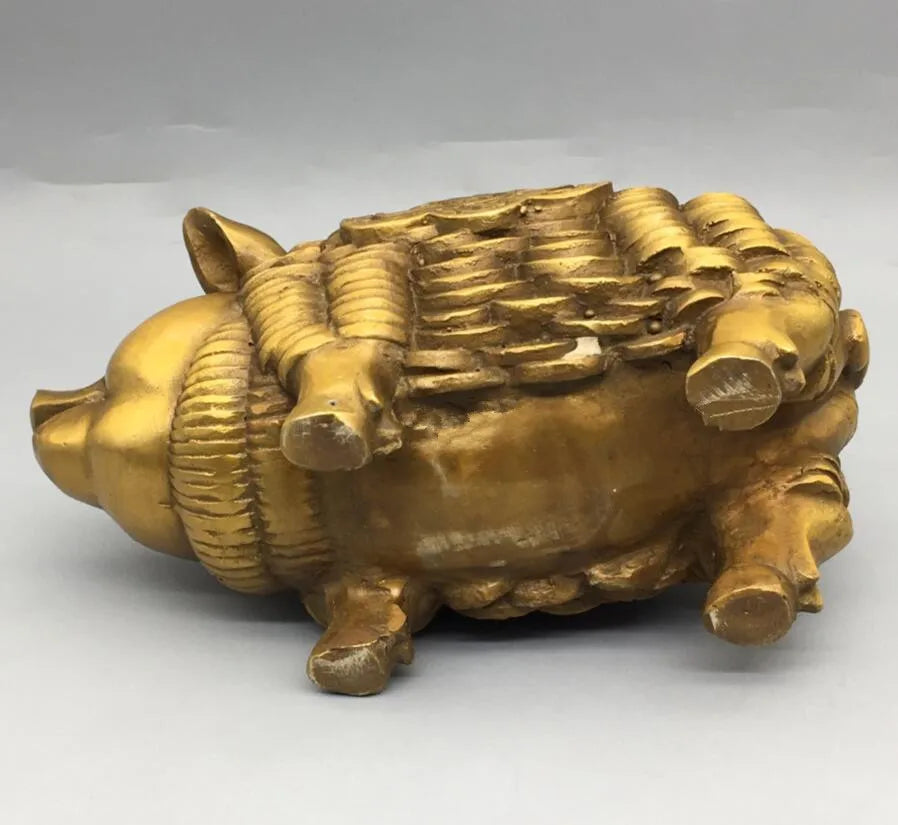 China brass archaize recruit wealth pig crafts statue