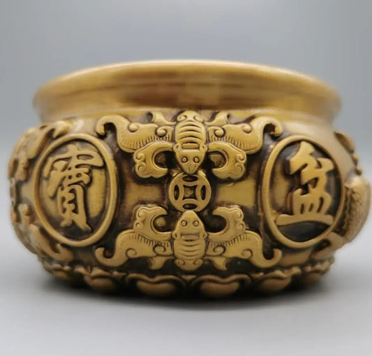 China brass archaize treasure bowl crafts statue