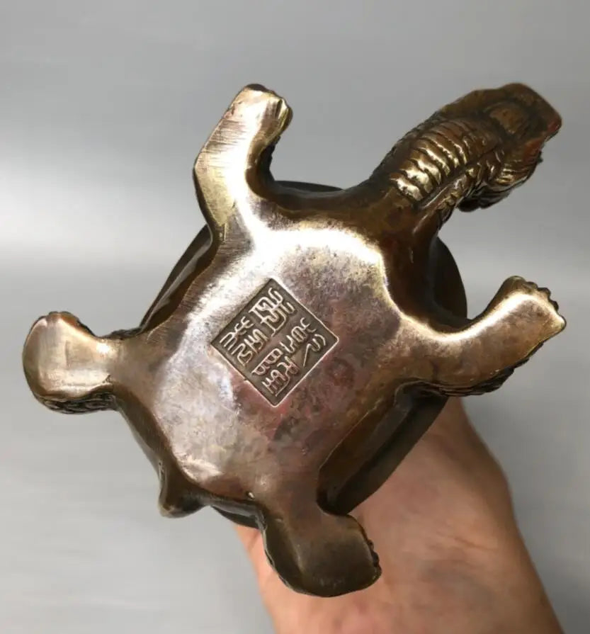 China brass archaize turtle crane crafts statue