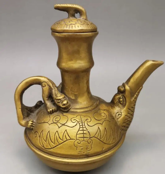 China brass bat flagon crafts statue