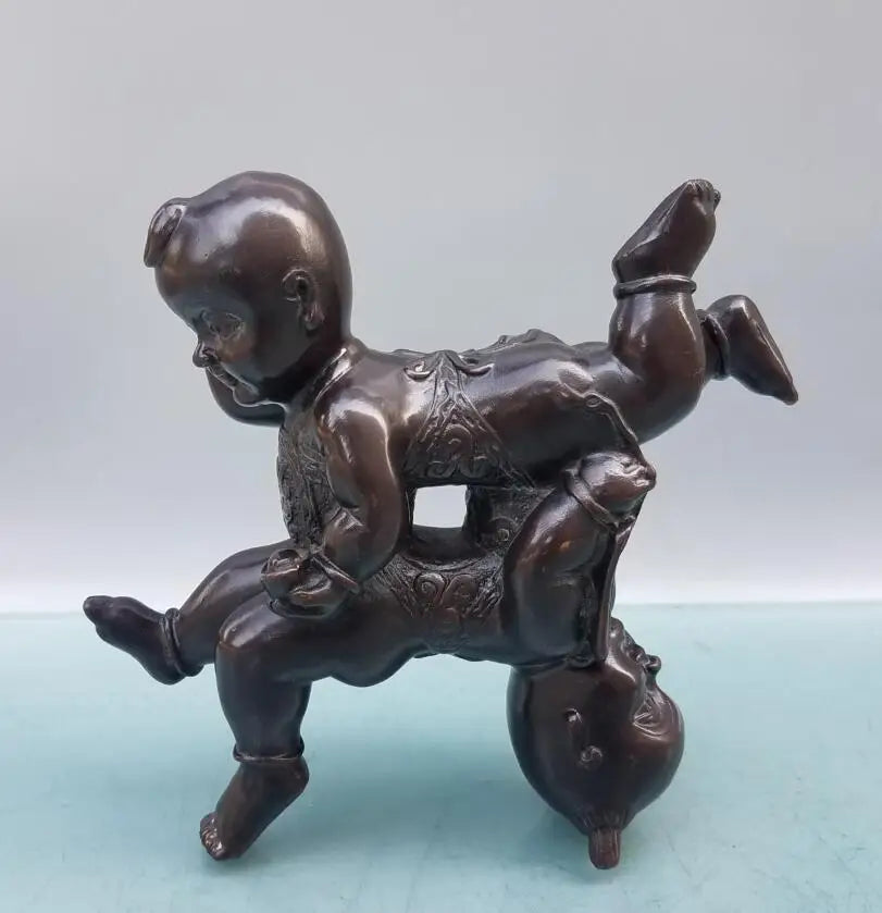 China brass boy and girl crafts statue