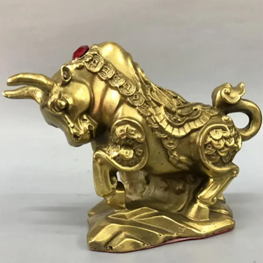 China brass coin cow wealth crafts statue