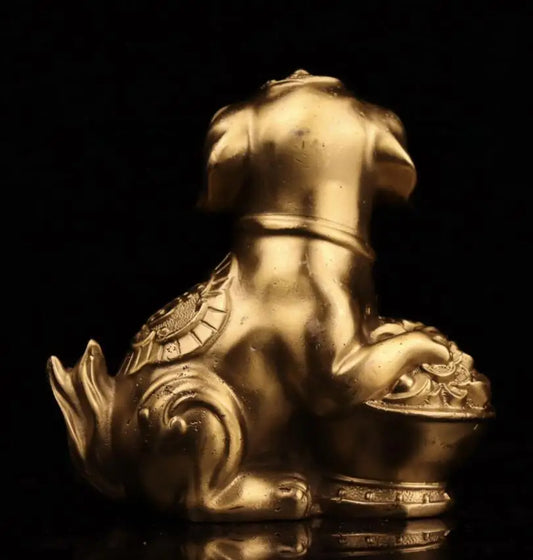 China brass dog wealth crafts statue