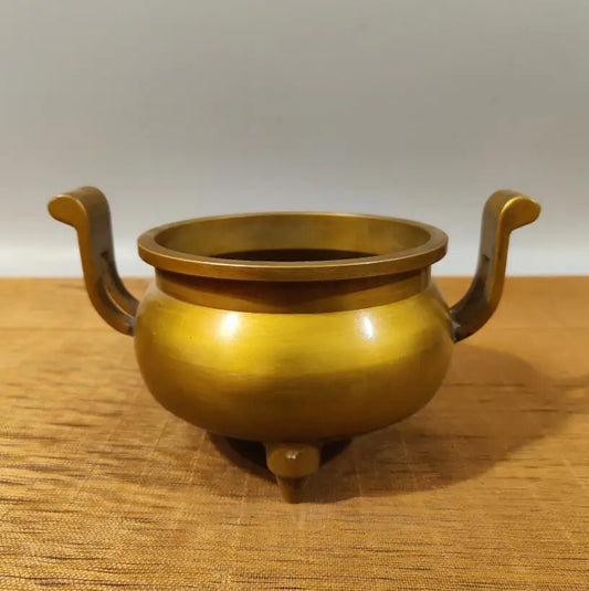 China brass double ear Incense burner crafts statue