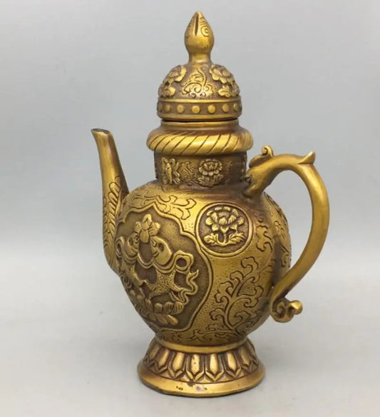 China brass double fish flagon crafts statue