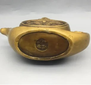 China brass dragon phoenix teapot crafts statue