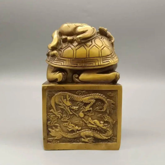 China brass dragon turtle Imprints Chapter crafts statue