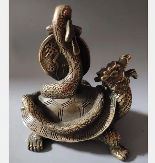 China brass dragon turtle snake crafts statue