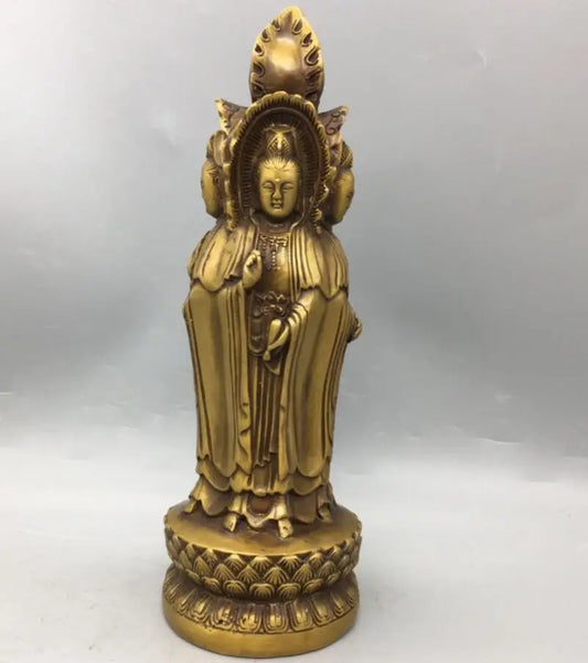 China brass four surface Goddess of mercy Buddha crafts statue