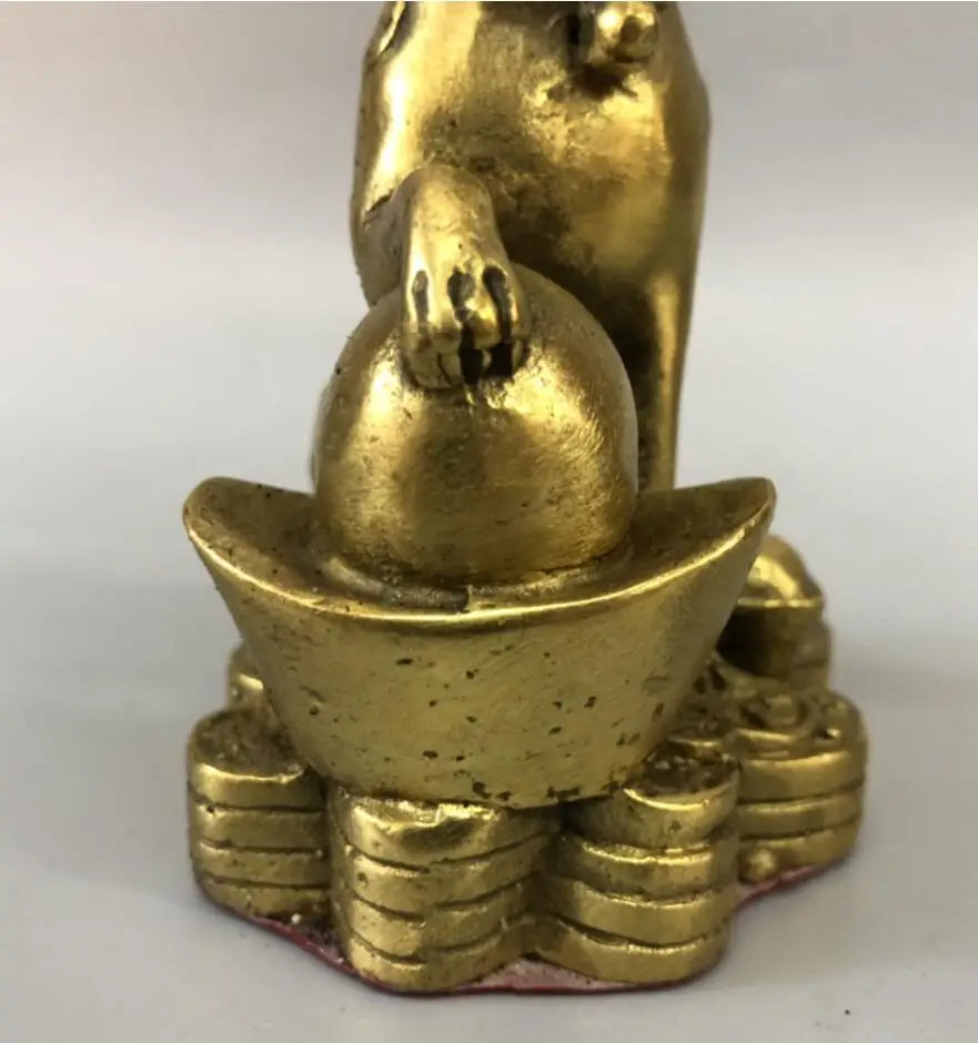 China brass gold money dog crafts statue