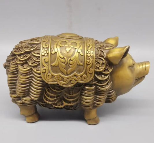 China brass gold money pig crafts statue