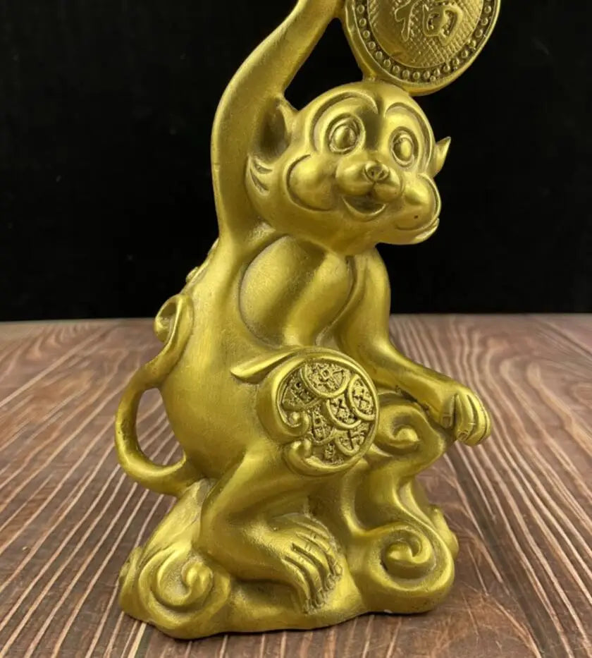 China brass gold monkey send blessing crafts statue
