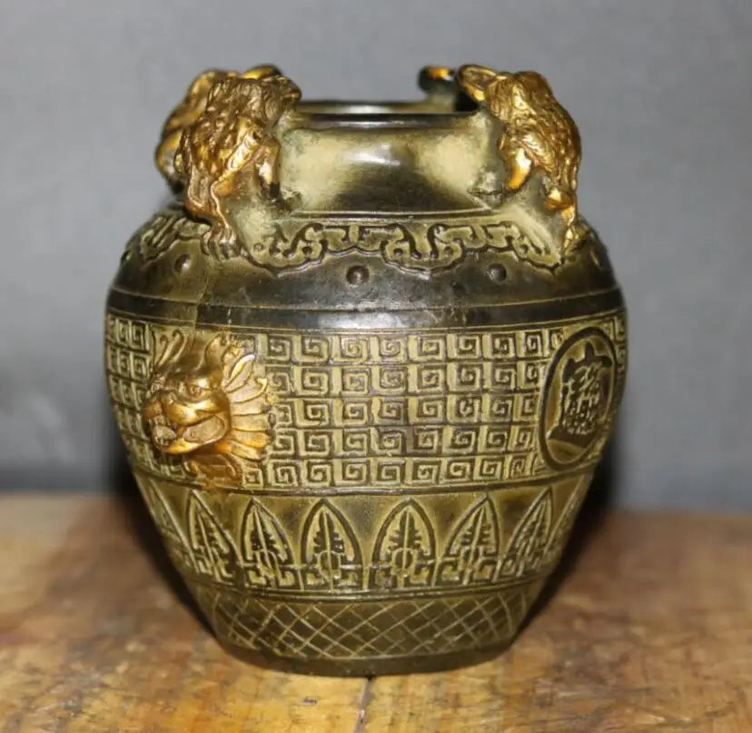 China brass gold toad jar crafts statue