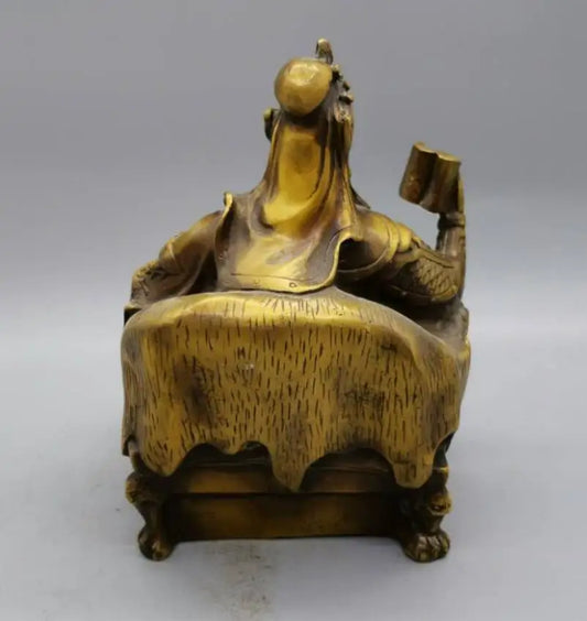 China brass guanyu night read spring and autumn crafts statue