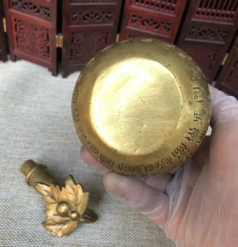 China brass hundred fu gourd wealth crafts statue