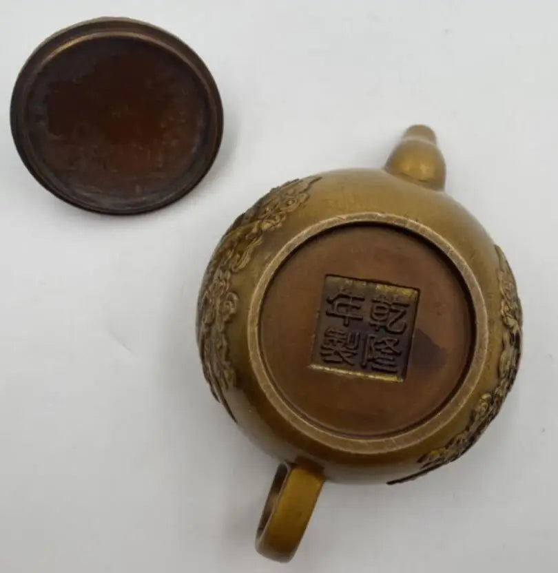 China brass kirin teapot small crafts statue