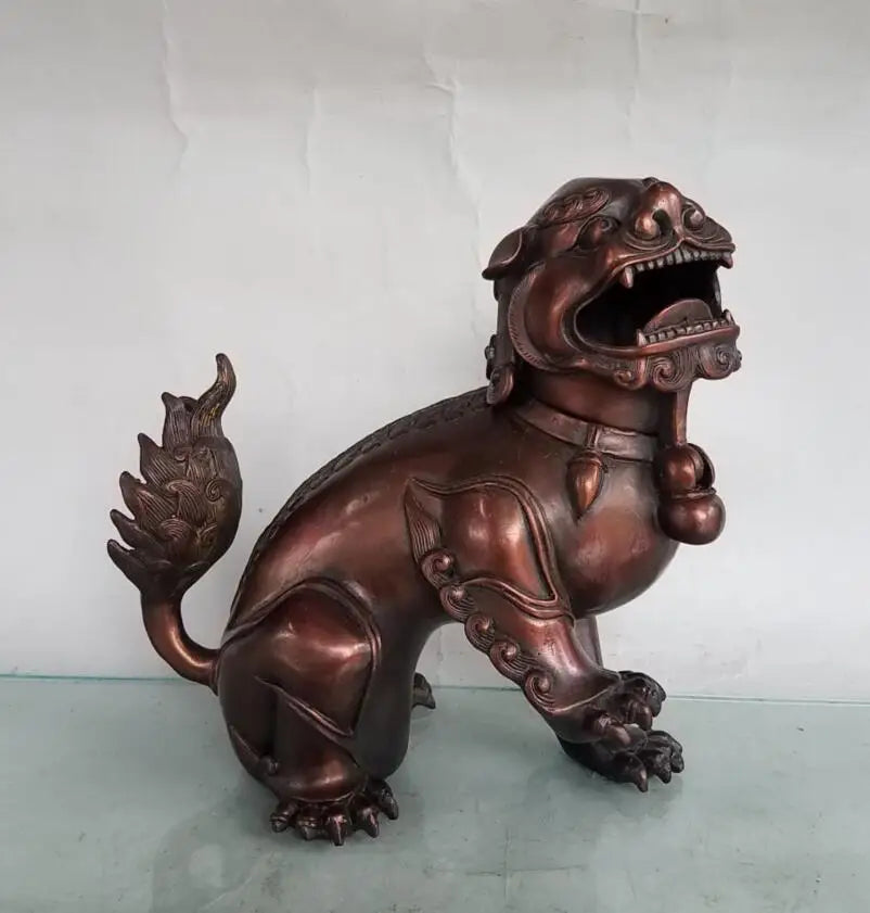 China brass lion Incense burner crafts statue