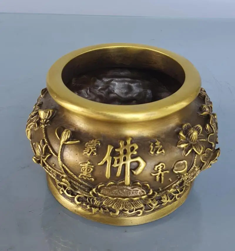 China brass lotus Buddha Incense burner crafts statue