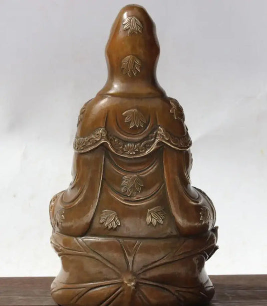 China brass lotus Goddess of mercy bodhisattva Buddha crafts statue