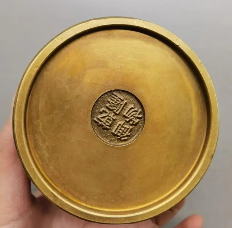 China brass lotus fish pen cylinder crafts statue