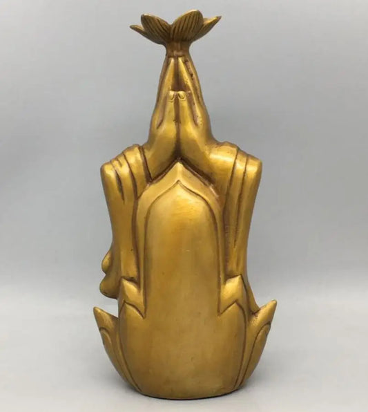 China brass lotus seat Goddess mercy Buddha crafts statue