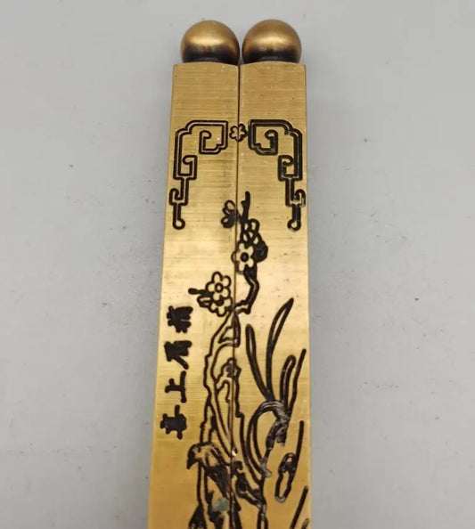 China brass magpies plum blossom paper weight crafts statue A pair