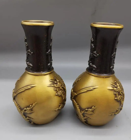 China brass magpies vase crafts statue A pair