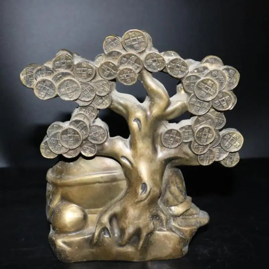 China brass money tree maitreya Buddha crafts statue