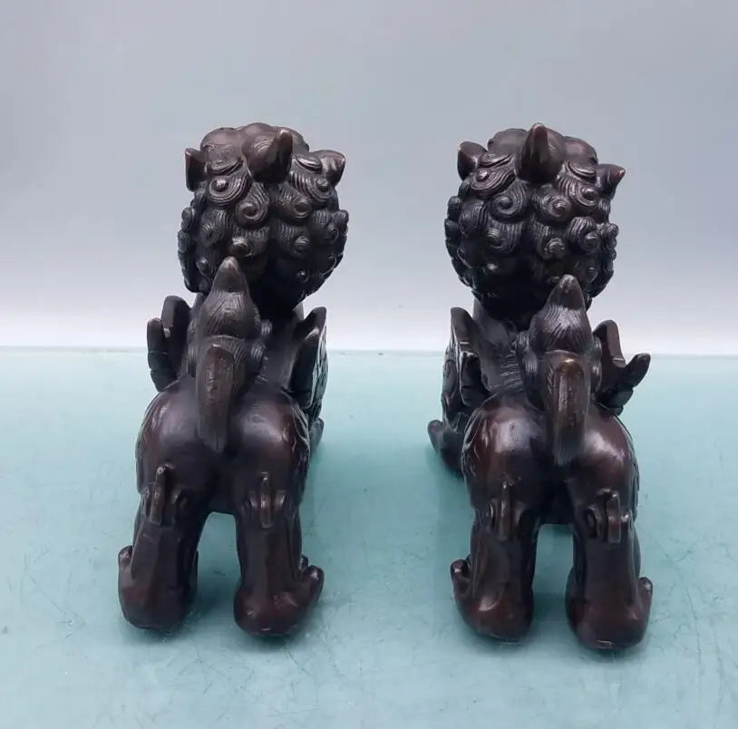 China brass mythical wild animal crafts statue A pair