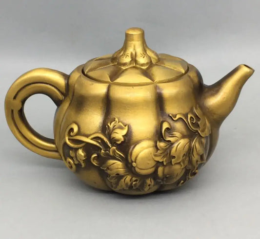 China brass pumpkin teapot crafte statue